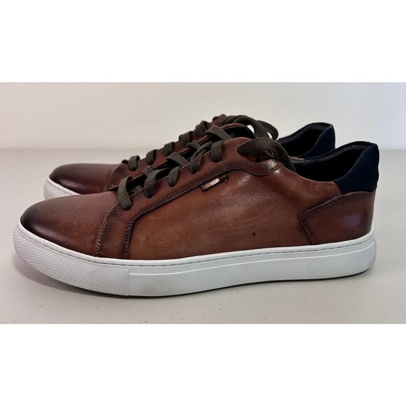 Zanzara Men's Casual Leather Lace-Up Sneakers Mahogany Brown‎ ZZ1775L Size 8 - Picture 8 of 10